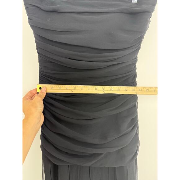 VTG BCBG Max Azria Dress Women 8 100% Silk Fringe Chiffon Ombre Strapless Y2K - Picture 7 of 8